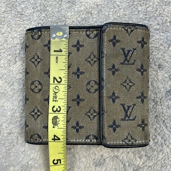 Louis Vuitton Mini Lin Monogram Denim Compact Wallet Navy Blue Gray Porte Billet - Picture 8 of 17
